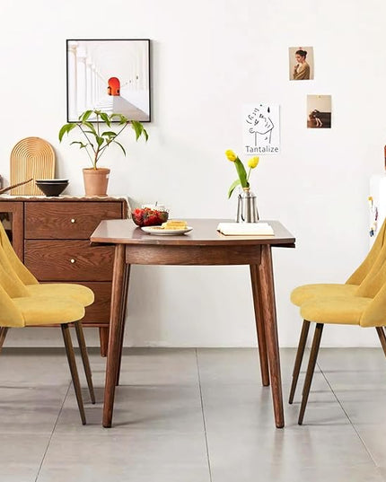 FurnitureR Dining Chairs Set of 2 Modern Fabric Upholstered Side Chairs Accent Chair Lving Room Chair with Soft Seat/Metal Legs for Home Kitchen Restaurant, Yellow - LeafyLoom