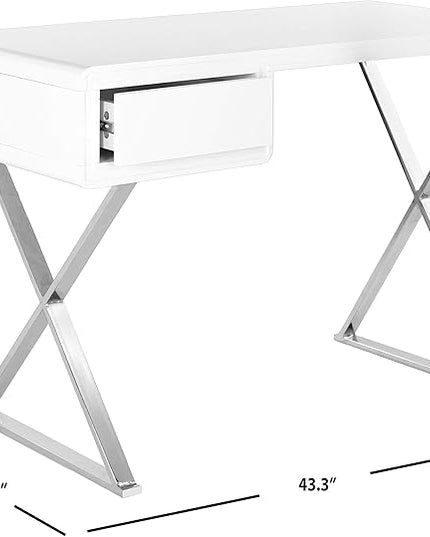 Safavieh Home Collection Hanover Desk, White/Chrome - LeafyLoom