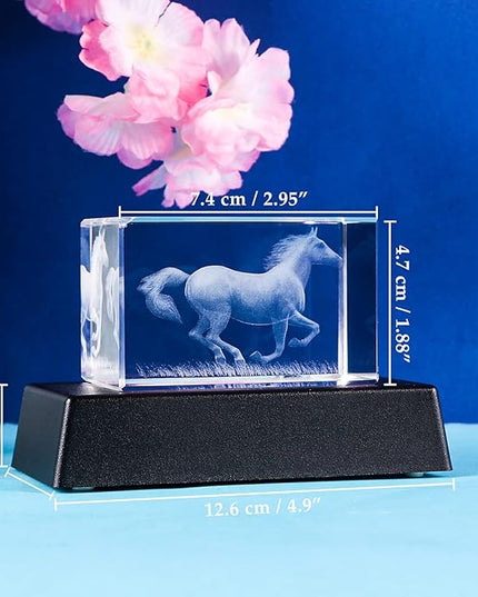 Qianwei Horse Gifts for Girls Women Horse Lovers, 3D Crystal Horse Stuff Glass Figurine Decor for Home Horses Statue Gift Mother Day Birthday for Mom Mother Mama from Daughter Son - LeafyLoom