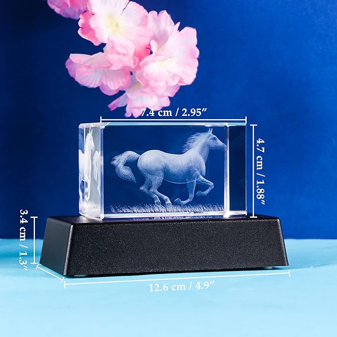 Qianwei Horse Gifts for Girls Women Horse Lovers, 3D Crystal Horse Stuff Glass Figurine Decor for Home Horses Statue Gift Mother Day Birthday for Mom Mother Mama from Daughter Son - LeafyLoom
