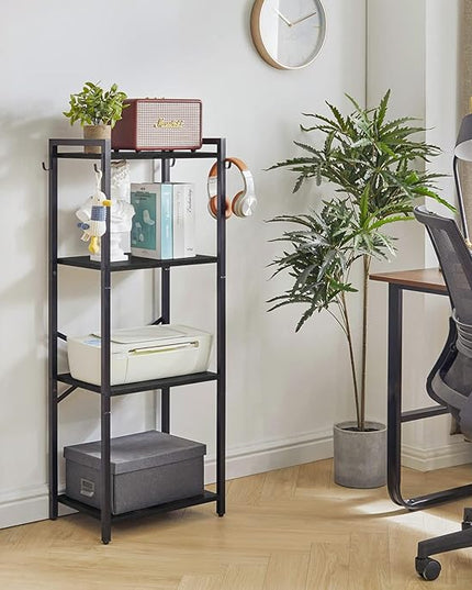 YMYNY Bookcase, 4-Tier Narrow Ladder Bookshelf, Freestanding Shelving Unit, Multifunctional Storage Rack, for Home Office Living Room Bedroom Kitchen, Plant Stand, Black, 44 * 16.9 * 11.4" UHBC004B - LeafyLoom