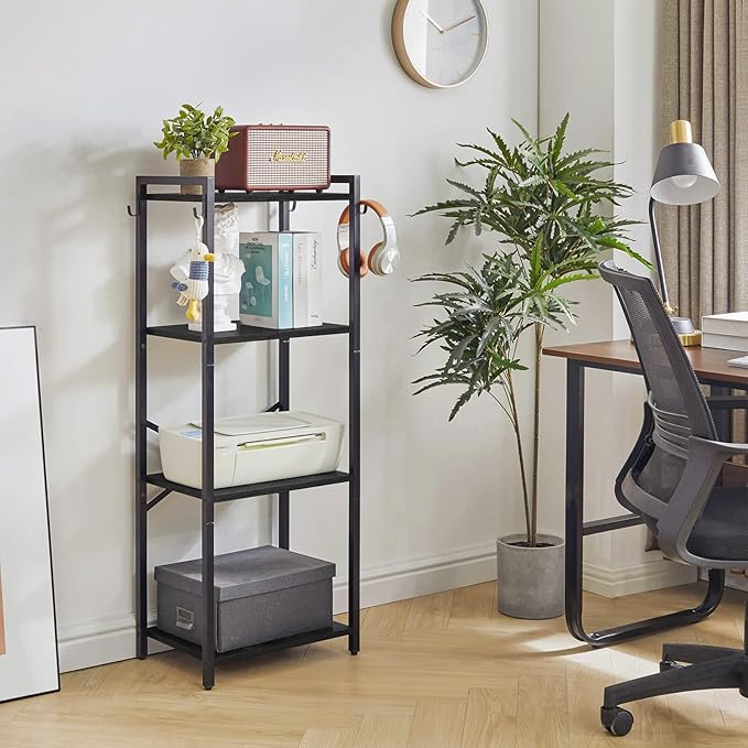 YMYNY Bookcase, 4-Tier Narrow Ladder Bookshelf, Freestanding Shelving Unit, Multifunctional Storage Rack, for Home Office Living Room Bedroom Kitchen, Plant Stand, Black, 44 * 16.9 * 11.4" UHBC004B - LeafyLoom