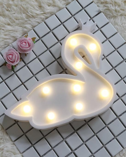 GUOCHENG Swan Marquee Light Decor Light LED Night Light Battery Operated Table Lamps on Wall for Party Children Kids Bedroom Lighting Decoration, Birthday Christmas Gifts for Kids (White Swan) - LeafyLoom