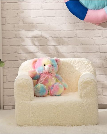 ALIMORDEN Kids Ultra-Soft Snuggle Foam Filled Chair, Toddler Cuddly Sherpa Reading Couch for Boys and Girls, Cream - LeafyLoom