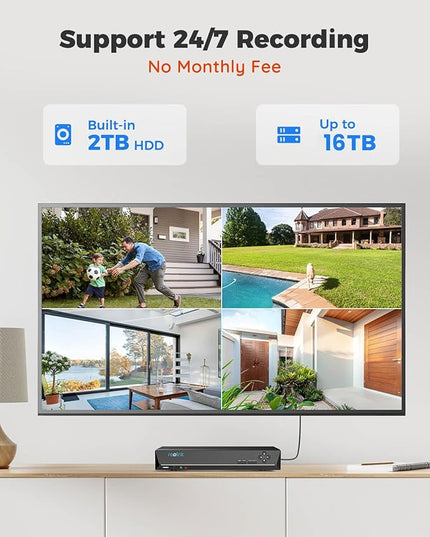 REOLINK Smart 5MP 8CH Home Security Camera System, 4pcs Wired PoE IP Cameras Outdoor with Person/Pet/Vehicle Detection, 4K 8CH NVR with 2TB HDD for 24-7 Recording, RLK8-520D4-5MP REOLINK