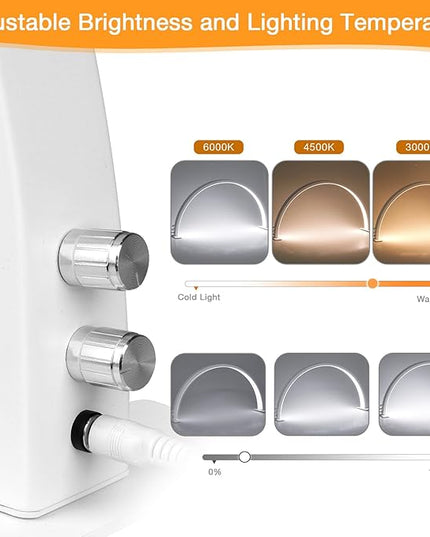 IMENE Half Moon Light, 29in Half Moon Light for Nail Desk, Half Moon Lamp Adjustable Color Temperature and Brightness Perfect for Nails Tech Manicure, Lash Extention, White - LeafyLoom