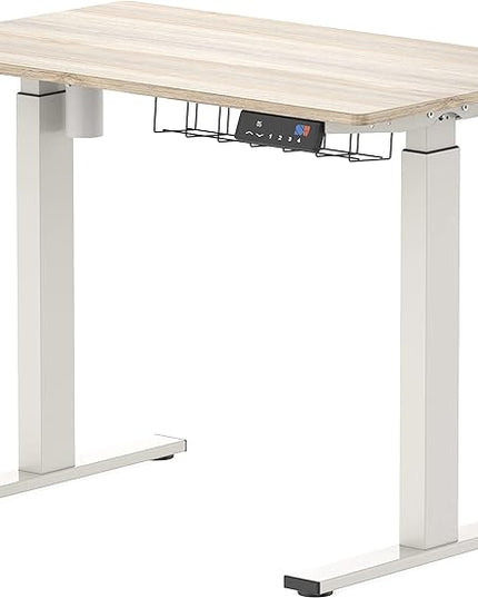 SHW Memory Preset Electric Height Adjustable Standing Desk, 40 x 24 Inches, Maple - LeafyLoom