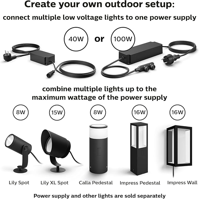 Philips Hue Lily Outdoor Smart Spot Light Base Kit - White and Color Ambiance LED Walkway Lights - Low Voltage Landscape Lighting - Requires Bridge - Control with App and Voice - Weatherproof - 3 Pack PhilipsHue