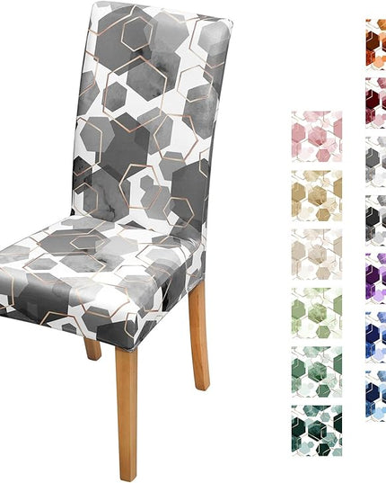 Gibelle Dining Room Chair Covers Set of 6, Soft Stretch Kitchen Chair Covers Slipcover Protector, Removable Washable Geometric Parson Chair Covers 6 Pack, Grey Gibelle