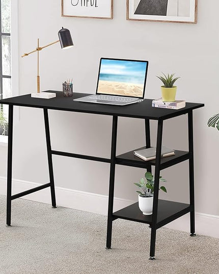 VECELO 43 Inch Computer Modern Student Writing home-office, Ladder Desk, Black - LeafyLoom