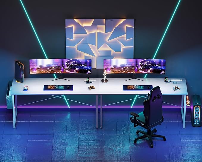 AODK 63 inch Small Computer Desk with Power Outlet for Small Spaces Home Office Student Laptop PC Writing Desks with Storage Bag Headphone Hook, White - LeafyLoom