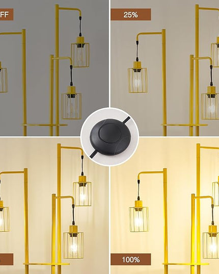 Dimmable floor lamp with tray，Industrial Farmhouse Floor Lamp adjustable Angle，3 Light Rustic Standing Tall Lamp for living room, bedroom and office （bulbs included） - LeafyLoom