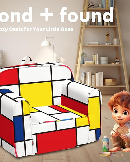 Cuddly Toddler Chair, Kids Snuggly-Soft armchair,Kids Sofa Chair with Washable and Removable Cover,Toddler Foam Chair with Friendly Carrying Handle, Reading Couch for Boys and Girls - LeafyLoom