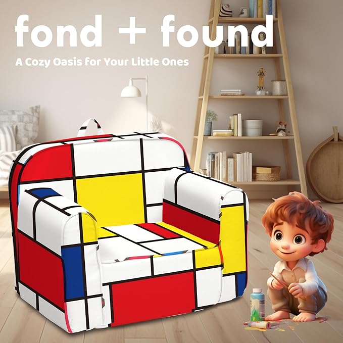 Cuddly Toddler Chair, Kids Snuggly-Soft armchair,Kids Sofa Chair with Washable and Removable Cover,Toddler Foam Chair with Friendly Carrying Handle, Reading Couch for Boys and Girls - LeafyLoom