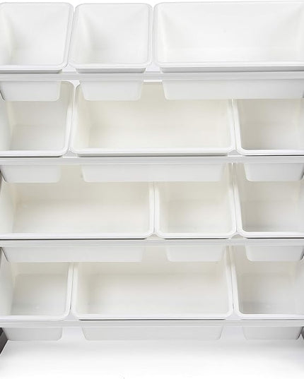 Humble Crew Modern Toy Organizer with 12 Bins, Espresso/White - LeafyLoom