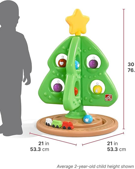 Step2 My First Christmas Tree for Kids, Interactive Christmas Tree Toy, Toddlers Ages 1.5+ Years Old, 12 Colorful Plastic Ornaments to Decorate, Mini Train Set Circles the Skirt - LeafyLoom