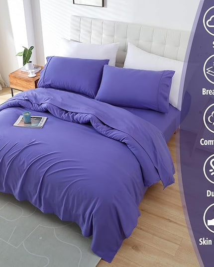 Whitney Home Textile Queen Sheet Set - 4 Piece Soft Breathable Bed Sheets for Queen Size Bed, Deep Pocket Lxuury Brushed Sheets, Hotel Bedding Sheets and Pillowcases, Wrinkle Free Oeko-Tex Sheets - LeafyLoom