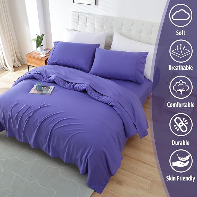 Full Sheet Set - 4 Piece Soft Breathable Bed Sheets for Full Size Bed, Extra Deep Pocket Lxuury Brushed Sheets, Cooling Hotel Bedding Sheets and Pillowcases, Wrinkle Free Oeko-Tex Sheets - LeafyLoom