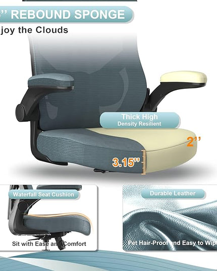 Office Chair, High Back Desk Chair Adjustable Height and Ergonomic Design Home Office Computer Chair Executive Lumbar Support Padded Flip-up Armrest Swivel Task Chair - LeafyLoom