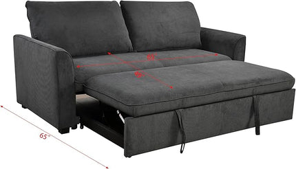 3 in 1 Oversized Convertible Loveseat Sleeper Sofa Bed,Soft Corduroy Upholstered Queen Love Seats Sofabed W/Pull Out Sleep Couch,Comfortable Cushions and Padded Armrests for Living Room - LeafyLoom