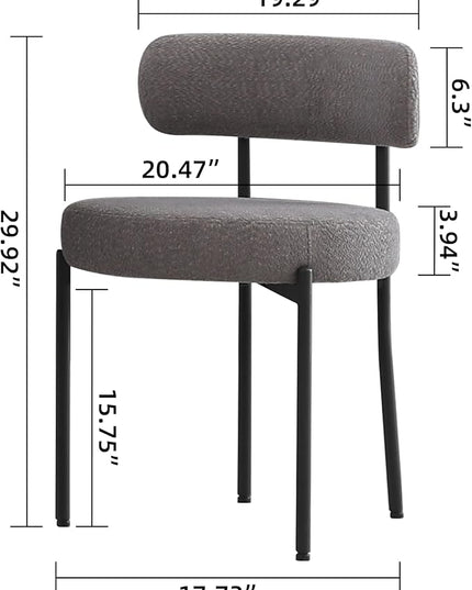 DYHOME Dining Chair One Chair for Kitchen Dining Room Dining Table,Upholstered Boucle Dining Chair with Black Metal Legs,Accent Dining Side Chair,Dark Grey - LeafyLoom