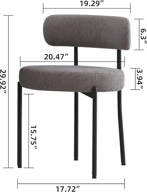 DYHOME Dining Chair One Chair for Kitchen Dining Room Dining Table,Upholstered Boucle Dining Chair with Black Metal Legs,Accent Dining Side Chair,Dark Grey - LeafyLoom
