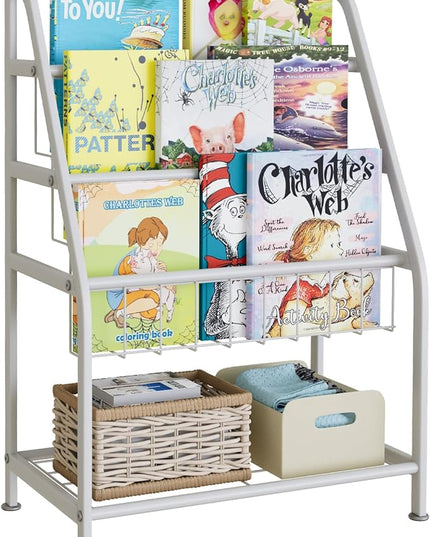 aboxoo Kids Bookshelf Toddler Freestanding for Children Room 18 inches Small Toddler Bookcase Toy Organizer White Stable Bookcase Bookstore Library Book Unit Storage for Small Place - LeafyLoom