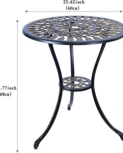 Mandolin Patio Table and Chairs,5 Piece Outdoor Dining Set,Rust-Resistant Cast Aluminum Bistro Set,with Cushion,Tulip Design (Copper) - LeafyLoom