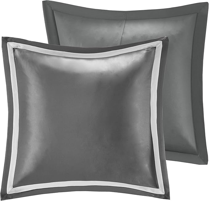 Madison Park Odette Cozy Comforter Set Jacquard Damask Medallion Design - Modern All Season, Down Alternative Bedding, Shams, Decorative Pillows, Cal King(104 in x 92 in), Silver 8 Piece - LeafyLoom