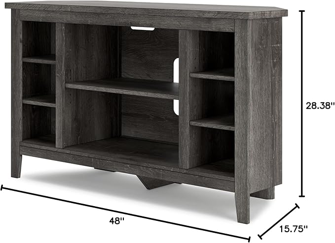Signature Design by Ashley Arlenbry Modern Corner TV Stand with Fireplace Option & Fits TVs Up to 48 Inches, Gray - LeafyLoom