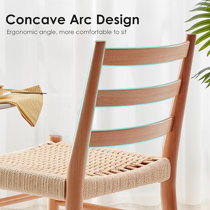 STARY Wood Rattan Dining Room Chairs Set of 2 with Comfortable Woven Seat, Fully assembled, Nature - Set of 4 - LeafyLoom