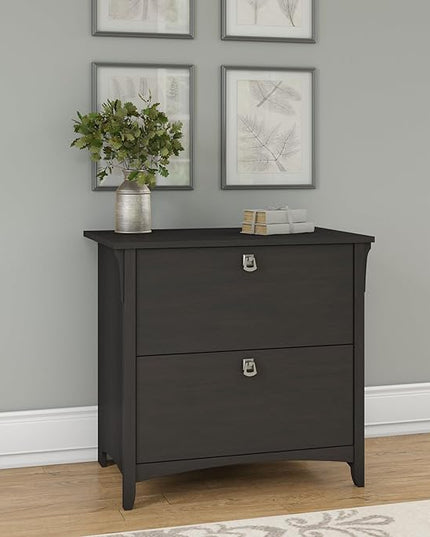 Bush Furniture Salinas 2 Drawer Lateral File Cabinet | Home Office Storage for Letter, Legal, and A4-size Documents, Vintage Black - LeafyLoom