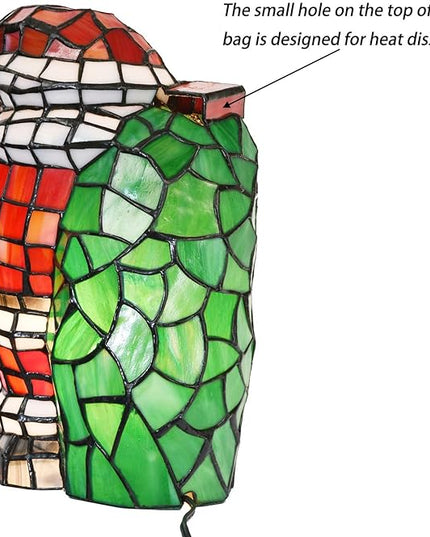 Bieye L10826 Christmas Santa Claus Table Lamp Tiffany Style Stained Glass Night Light for Home Décor (5.75" L x 6.75" D x 9" H) - LeafyLoom