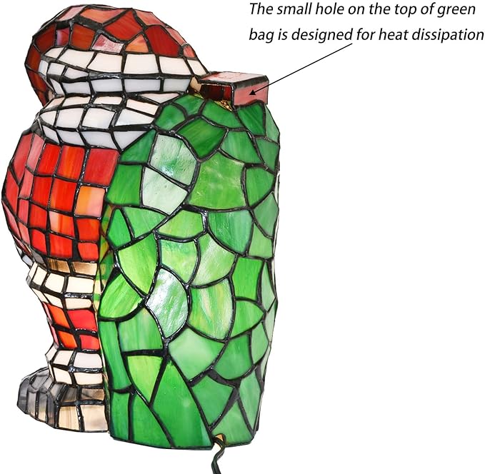 Bieye L10826 Christmas Santa Claus Table Lamp Tiffany Style Stained Glass Night Light for Home Décor (5.75" L x 6.75" D x 9" H) - LeafyLoom