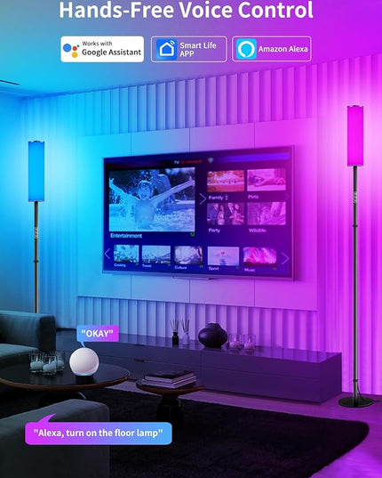 chiphy RGB Floor Lamp, 75'' Color Changing Floor Lamp, LED Cylinder Floor Lamp Alexa Lamp APP Control, Music Sync DIY Mode, 18W 1600 Lumen Modern Lamp for Living Room Bedroom Gaming Room Party - LeafyLoom