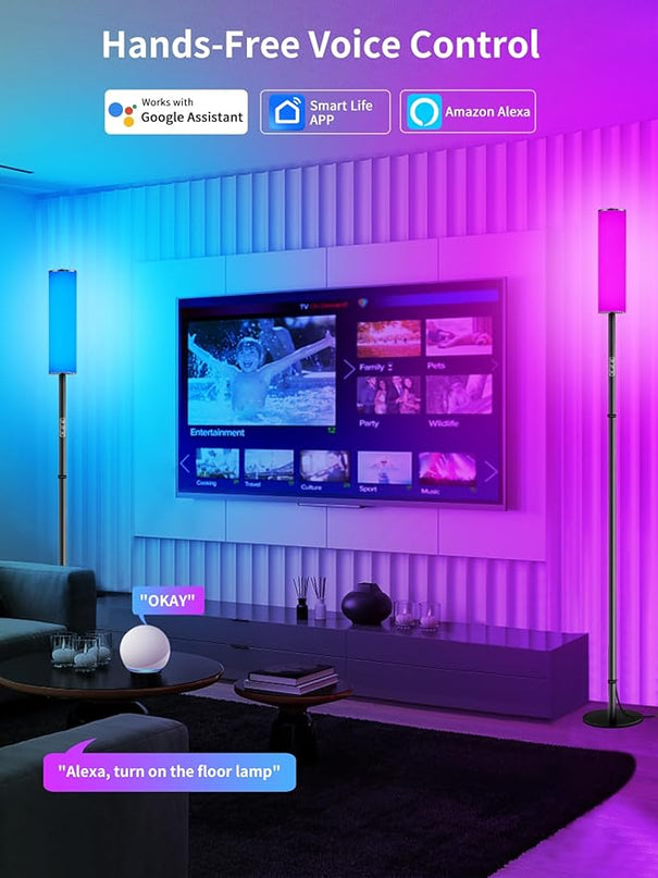 chiphy RGB Floor Lamp, 75'' Color Changing Floor Lamp, LED Cylinder Floor Lamp Alexa Lamp APP Control, Music Sync DIY Mode, 18W 1600 Lumen Modern Lamp for Living Room Bedroom Gaming Room Party - LeafyLoom