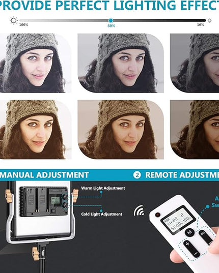 Neewer 2 Packs Advanced 2.4G 480 LED Video Light Photography Lighting Kit with Bag, Dimmable Bi-Color LED Panel with 2.4G Wireless Remote, LCD Screen and Light Stand for Portrait Product Photography Neewer