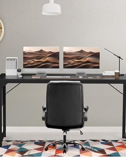 SMUG Computer Desk 32 Inch Home Office Writing Wood Storage Bag & Headphone Hook Small Spaces Simple Bedroom Work Study Kids Table, Black - LeafyLoom
