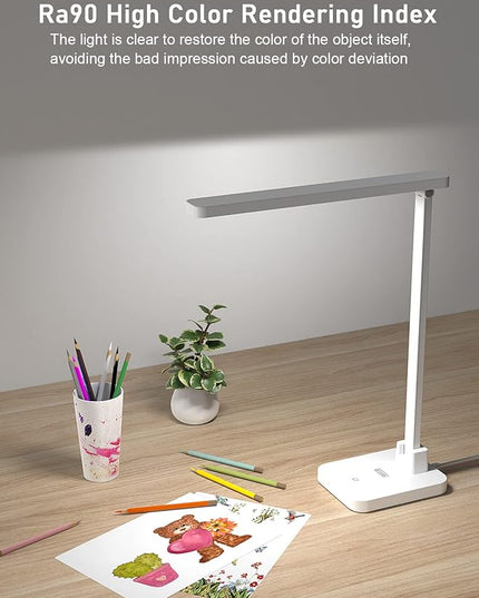 LED Desk Lamp, Dimmable Desk Light Touch Control with 4 Brightness Level, Eye Caring Reading Lamp, Desk Lamps for Home Office, Foldable Table Lamp for Study Dorm School students college Gifts - LeafyLoom
