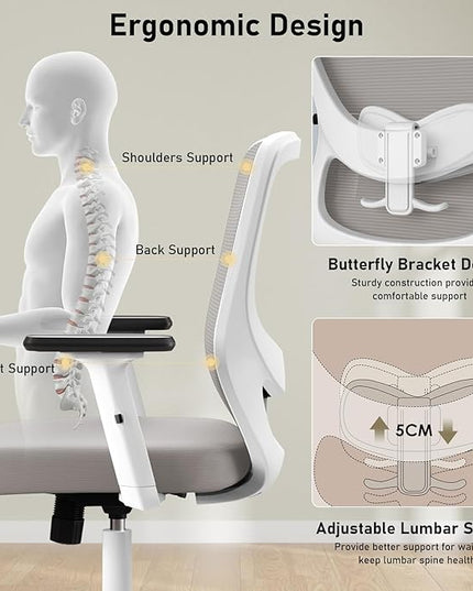 Office Chair, Ergonomic Desk Chair with Adjustable High Back, Breathable Mesh Computer Chair with Adjustable Armrests, Rolling Swivel Comfy Task Chairs, Executive Chair for Home Office - LeafyLoom