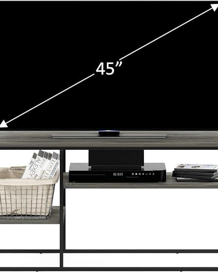 Furinno Moretti Modern Lifestyle TV Stand, French Oak Grey - LeafyLoom