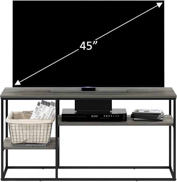 Furinno Moretti Modern Lifestyle TV Stand, French Oak Grey - LeafyLoom