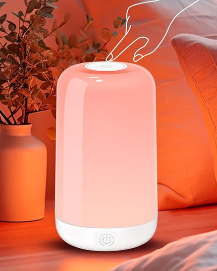 Smart Touch Bedside Table Lamp [Multi-Color & Warm Lights], 3600mA Cordless Small Table Lamp Rechargeable, 7 Colors & Fully Dimmable LED Night Lights for Bedroom Nightstand Nursery Living Room - LeafyLoom
