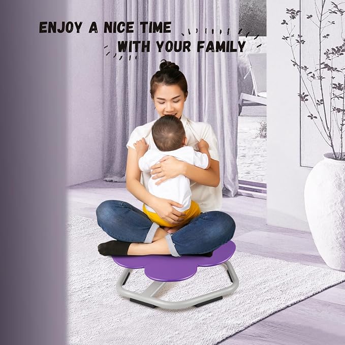 Kids Swivel Chair, Seat and Spinning Chair, Body Coordination Training Chair, Purple Petal Non Slip Sensory Toys 360° Spinning Chair for Autistic Kids Aged 3+, Improving Toddler's Physical Fitness - LeafyLoom