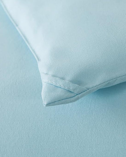 Full Size Baby Blue Comforter Set, Lightweight Down Alternative Soft Boho Bedding Comforter Set, Breathable Fluffy Microfiber Skin-Friendly Comforter for All Seasons - LeafyLoom