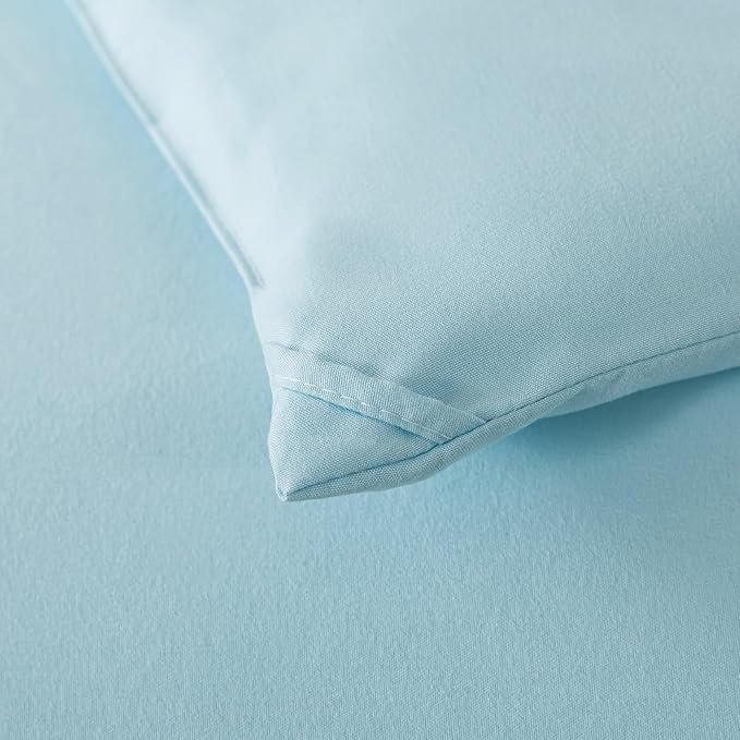 Full Size Baby Blue Comforter Set, Lightweight Down Alternative Soft Boho Bedding Comforter Set, Breathable Fluffy Microfiber Skin-Friendly Comforter for All Seasons - LeafyLoom