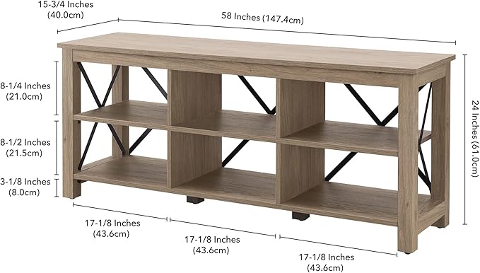 Henn&Hart Rectangular TV Stand for TV's up to 65" in Antiqued Gray Oak, TV Stands for the Living Room - LeafyLoom