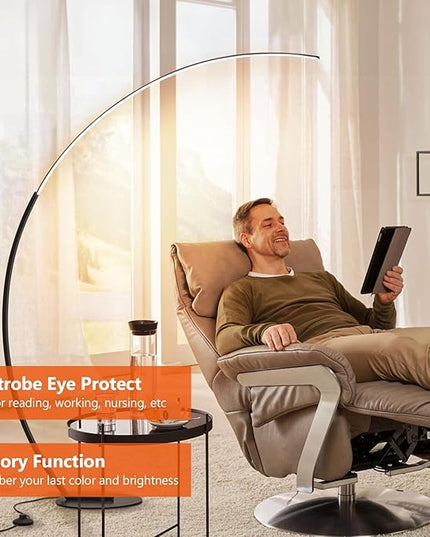 LED Floor Lamp with 3 Color Temperatures, Arc Floor Lamps Modern Standing Tall Lamp with Remote Control Reading Floor Lamp for Bedroom Office Classroom - LeafyLoom