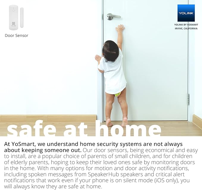YoLink LoRa Smart Door Sensor Starter Kit: - 1/4 Mile Open-Air Range, Door Left-Open Reminders,5 Years Battery Life, SMS/Text, Email & App Alerts, Alexa, IFTTT, Home Assistant YoLink