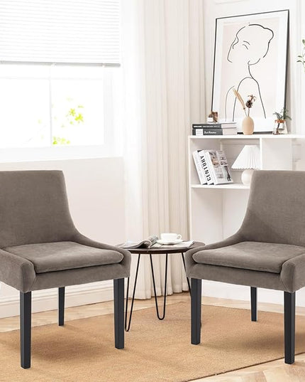 COLAMY Modern Dining Chairs Set of 4, Upholstered Corduroy Accent Side Leisure Chairs with Mid Back and Wood Legs for Living Room/Dining Room-Camel - LeafyLoom